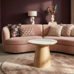 Bijzettafel Alba Naturel Marmer 60cm Rond - Giga Meubel