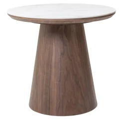 Bijzettafel Alba Walnoot Marmer 60cm Rond - Giga Meubel