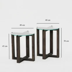 Bijzettafel Amalfi Glas/Antraciet Set van 2