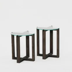 Bijzettafel Amalfi Glas/Antraciet Set van 2