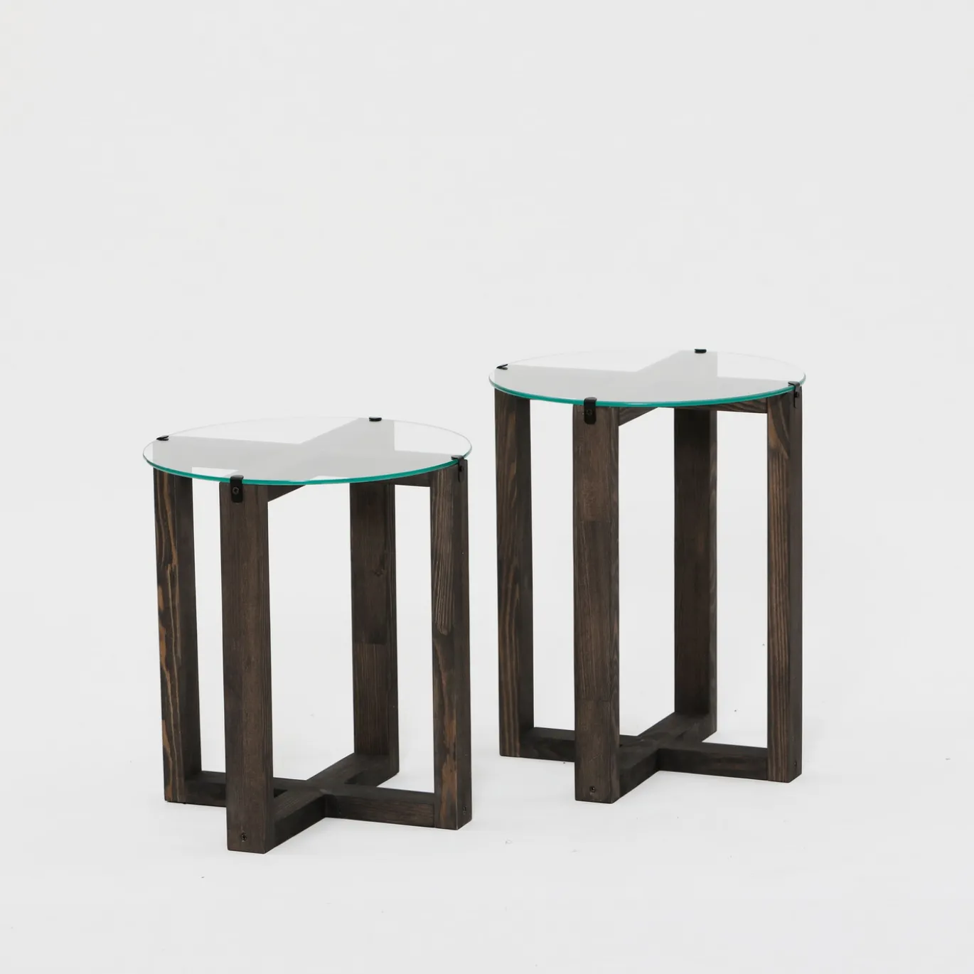 Bijzettafel Amalfi Glas/Antraciet Set van 2