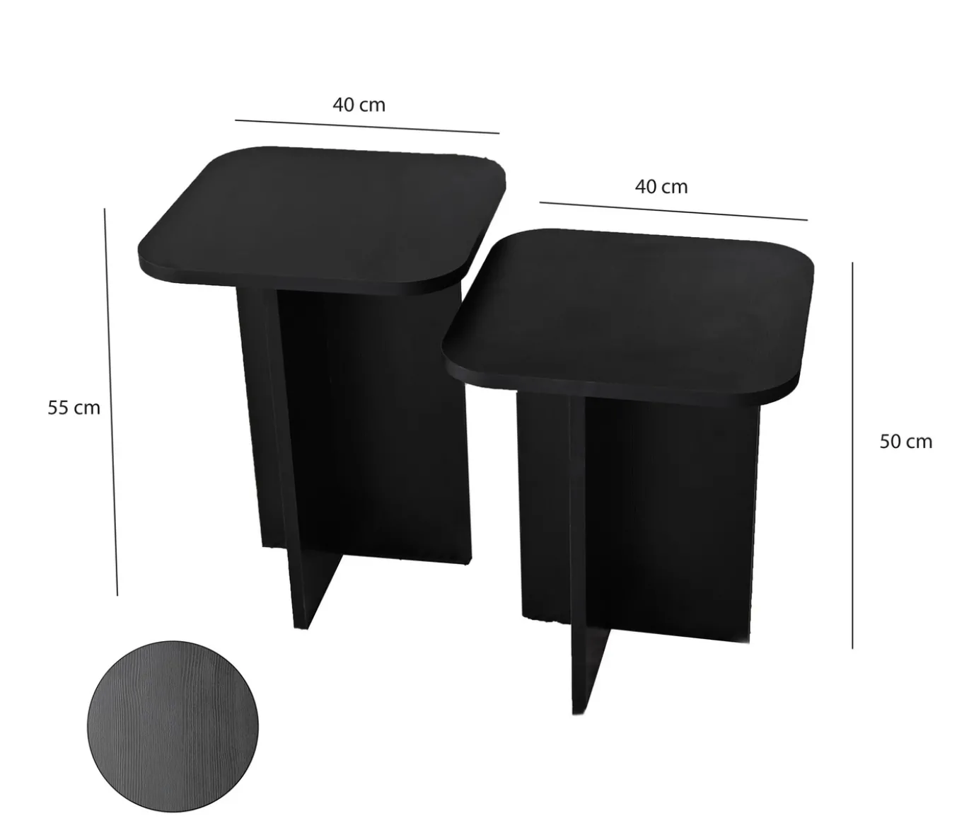 Bijzettafel Blues Zwart Set van 2