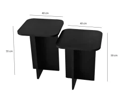 Bijzettafel Blues Zwart Set van 2