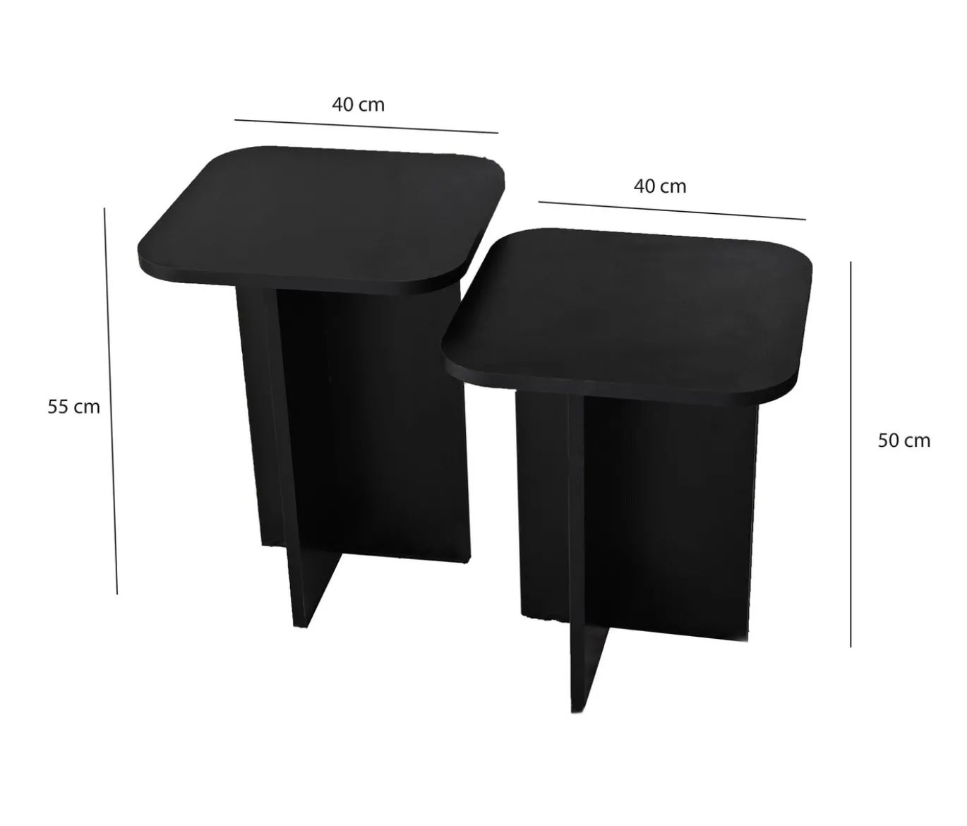 Bijzettafel Blues Zwart Set van 2