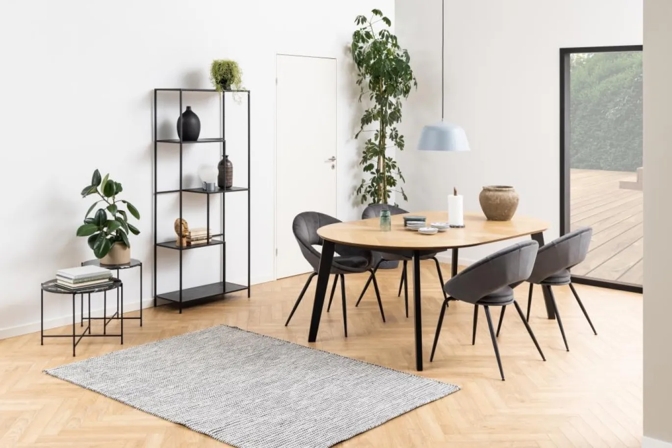 Bijzettafel Cardinham Marmer Zwart Ø52x40cm - Giga Living