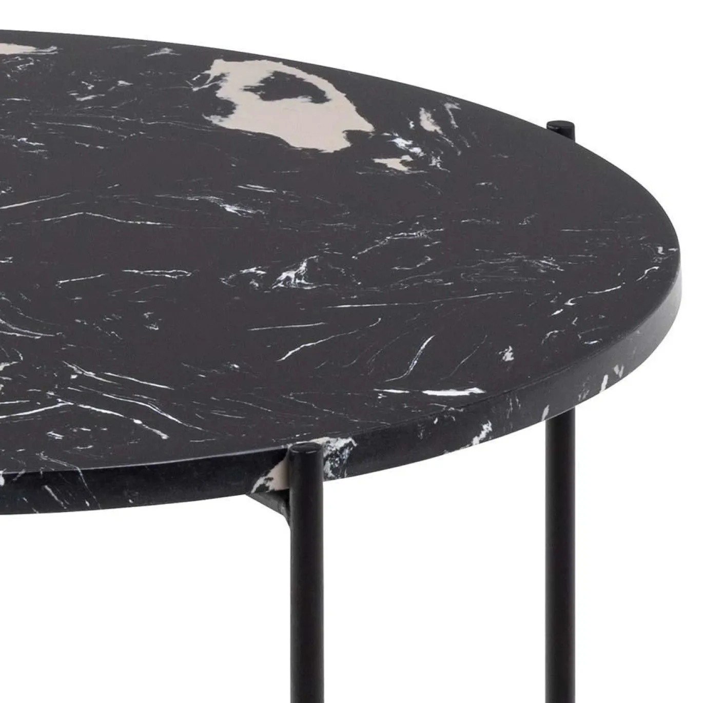 Bijzettafel Cardinham Marmer Zwart Ø52x40cm - Giga Living