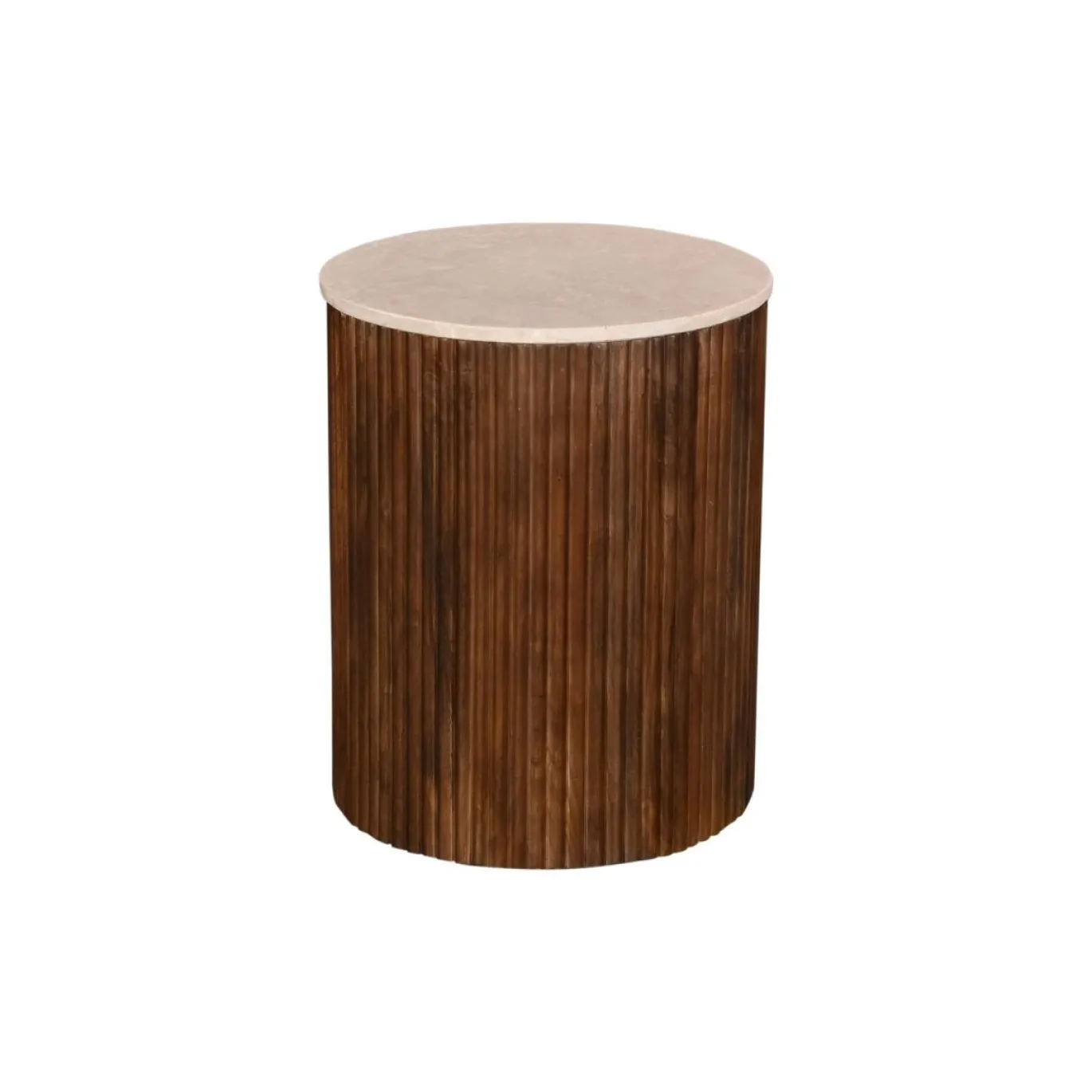 Bijzettafel Davi Marmer Donkerbruin Rond 45cm - Giga Meubel