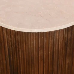 Bijzettafel Davi Marmer Donkerbruin Rond 45cm - Giga Meubel