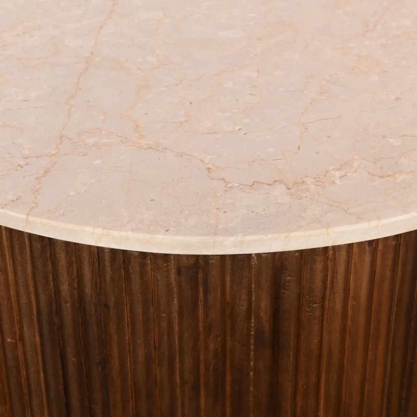 Bijzettafel Davi Marmer Donkerbruin Rond 45cm - Giga Meubel