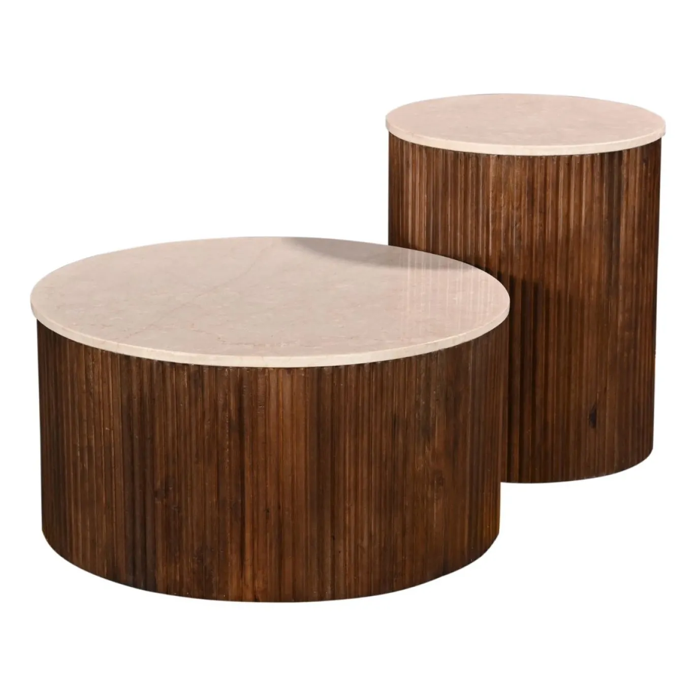 Bijzettafel Davi Marmer Donkerbruin Rond 45cm - Giga Meubel