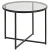 Bijzettafel Elora Rond Glas Smoke Ø55cm - Giga Living