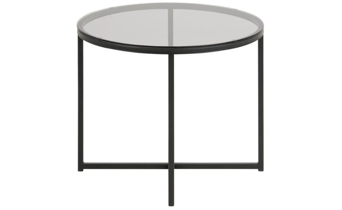 Bijzettafel Elora Rond Glas Smoke Ø55cm - Giga Living