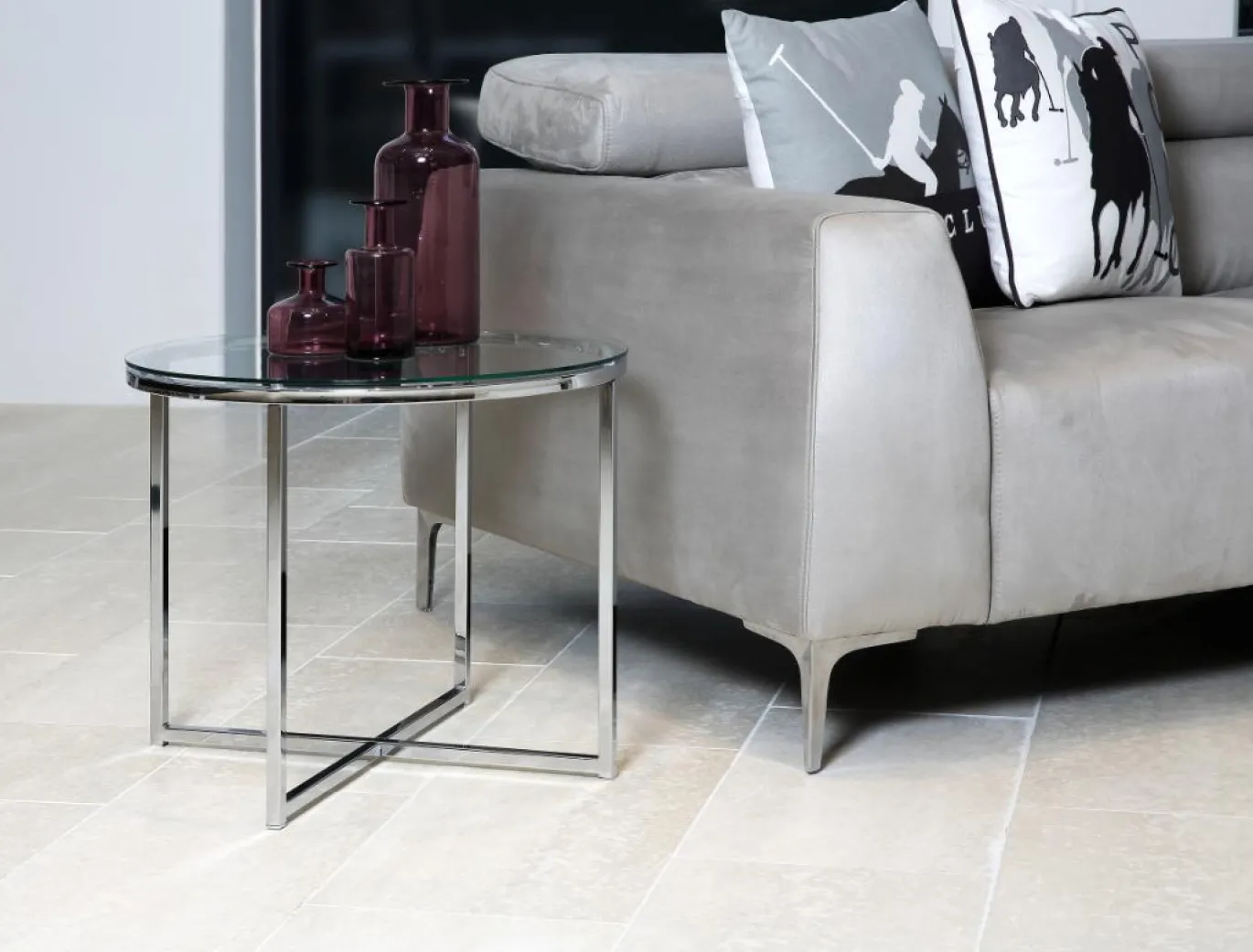 Bijzettafel Elora Rond Glas Transparant Ø55cm - Giga Living