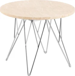 Bijzettafel Hermanson Beige Ø55x41,4cm Travertin - Giga Living