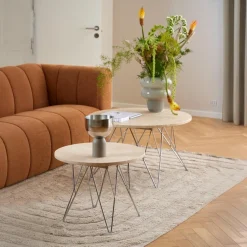 Bijzettafel Hermanson Beige Ø55x41,4cm Travertin - Giga Living