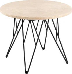 Bijzettafel Hermanson Beige/Zwart Ø55x41,4cm Travertin - Giga Living