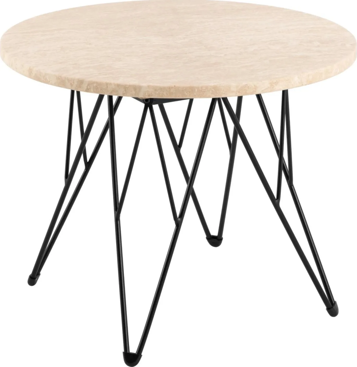 Bijzettafel Hermanson Beige/Zwart Ø55x41,4cm Travertin - Giga Living