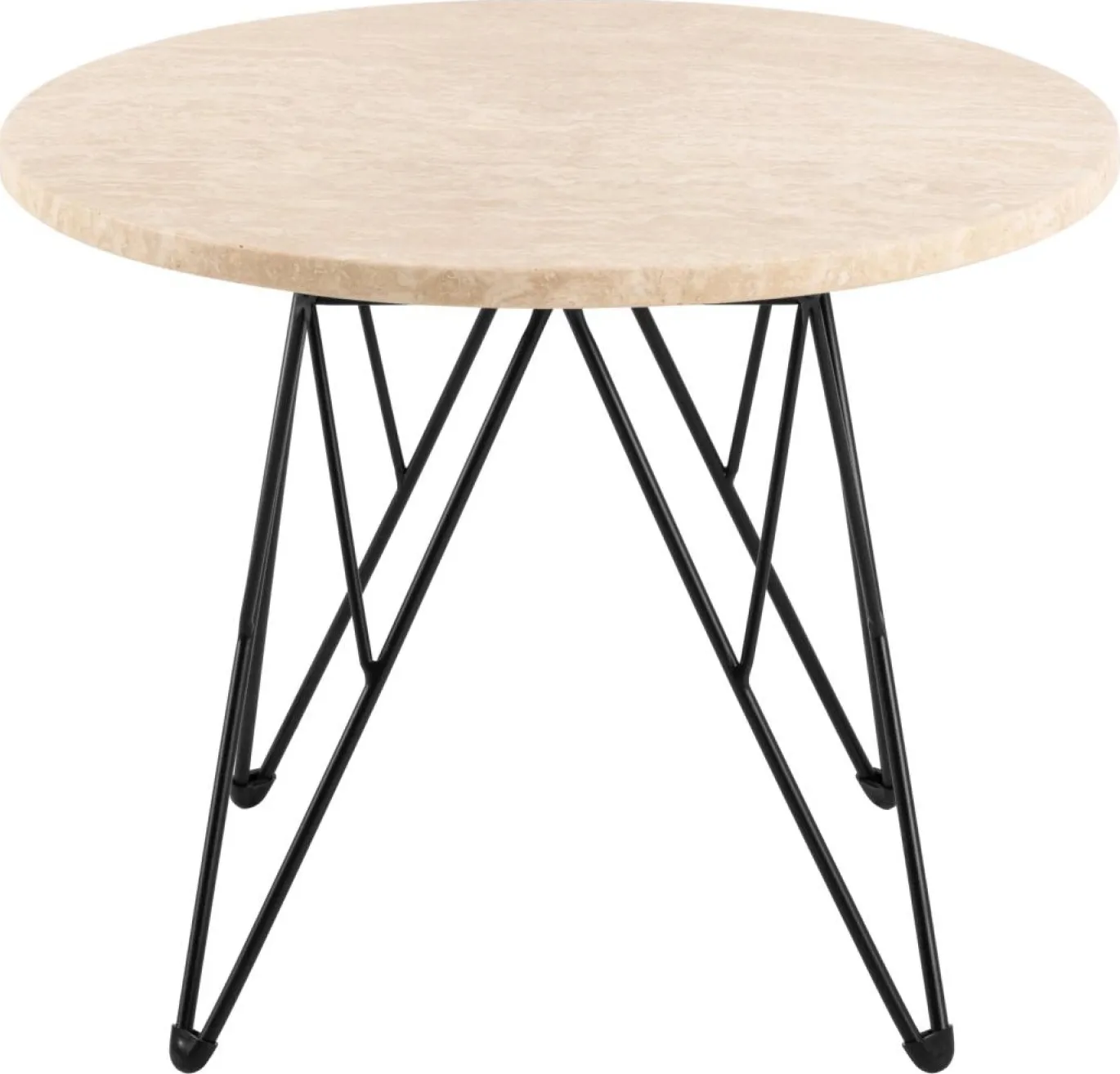 Bijzettafel Hermanson Beige/Zwart Ø55x41,4cm Travertin - Giga Living