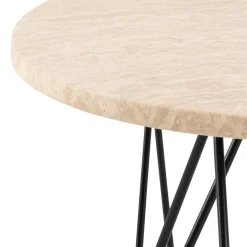 Bijzettafel Hermanson Beige/Zwart Ø55x41,4cm Travertin - Giga Living