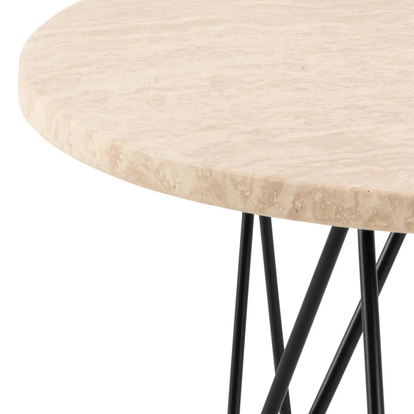 Bijzettafel Hermanson Beige/Zwart Ø55x41,4cm Travertin - Giga Living
