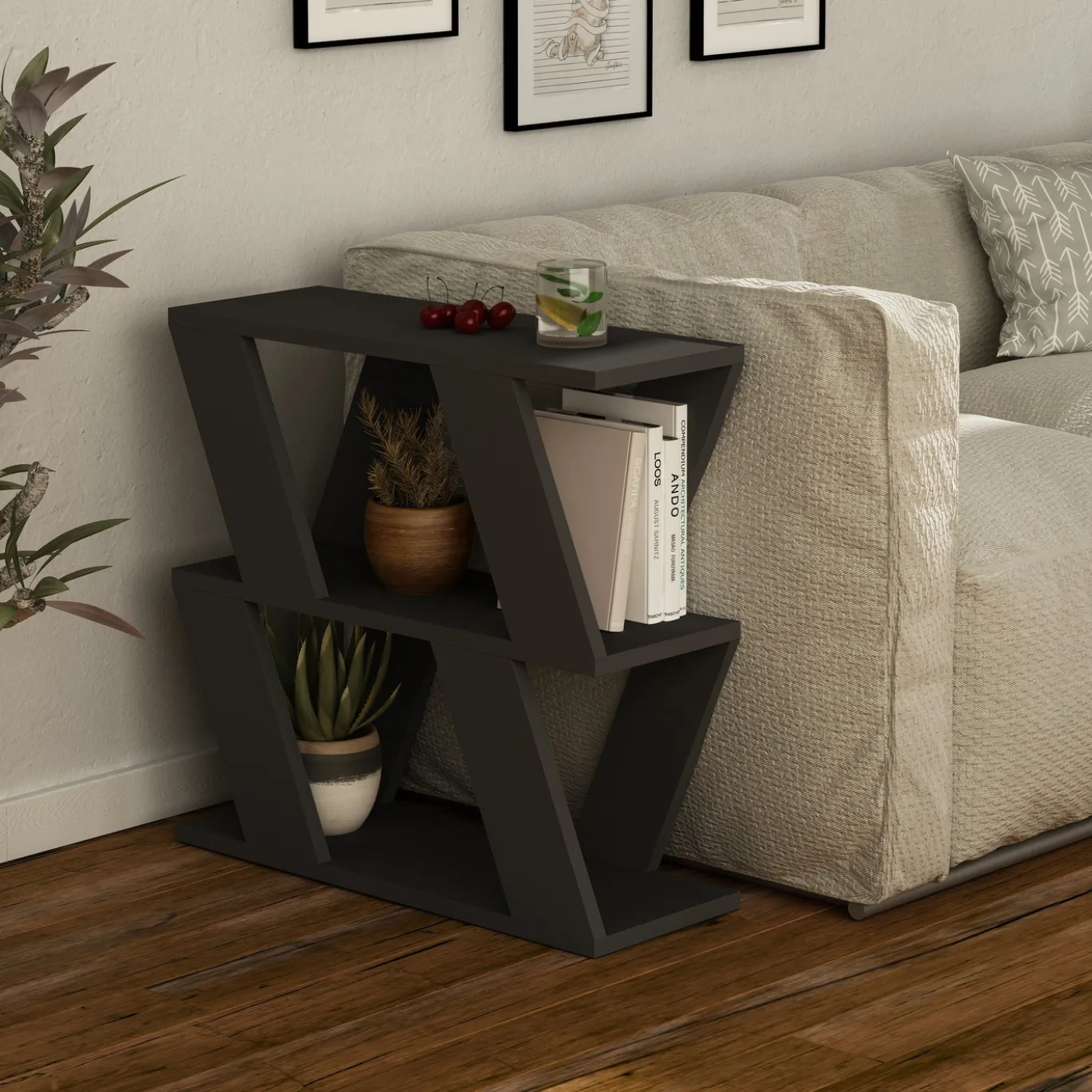Bijzettafel Lazena Melamine Antraciet
