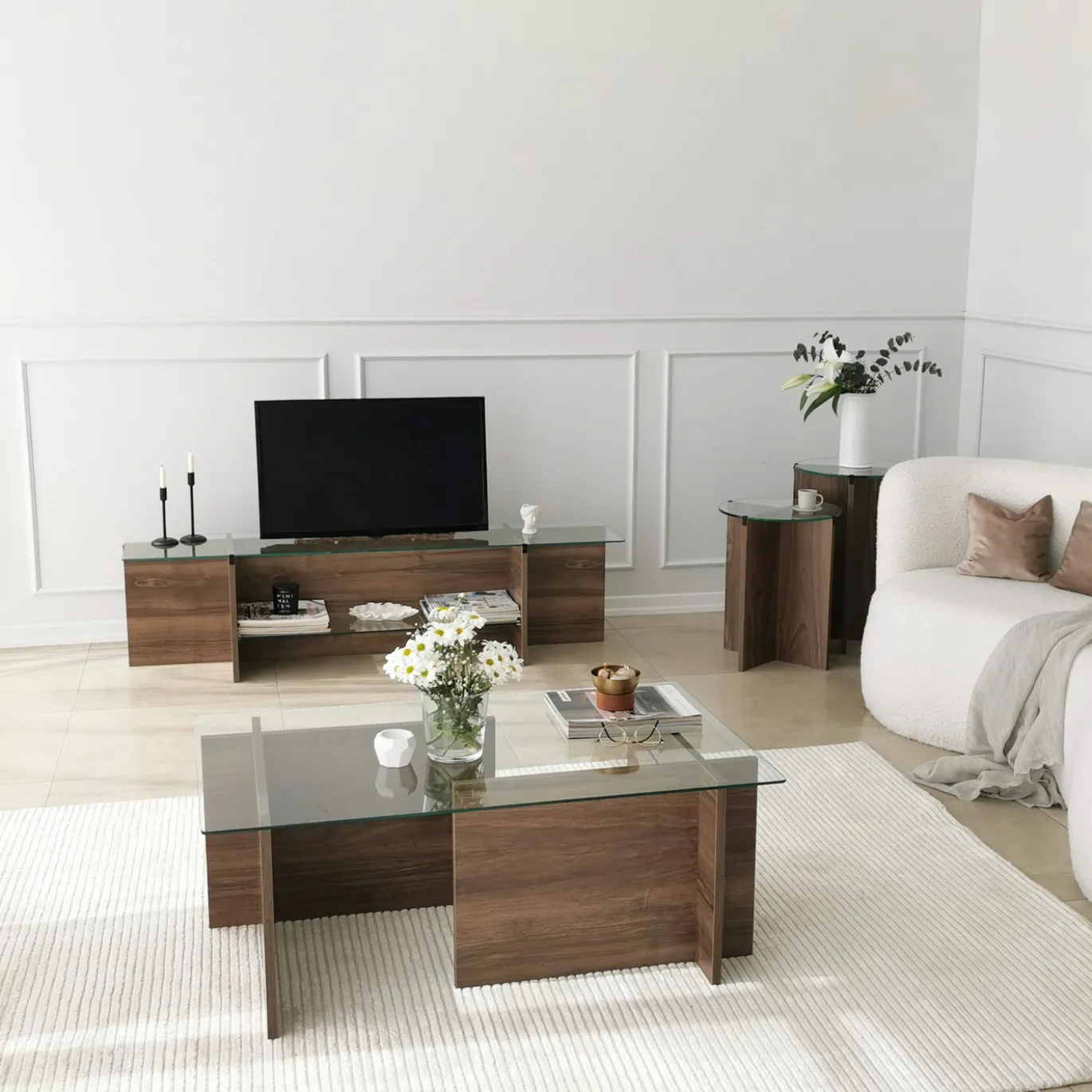 Bijzettafel Lily Walnoot Set van 2
