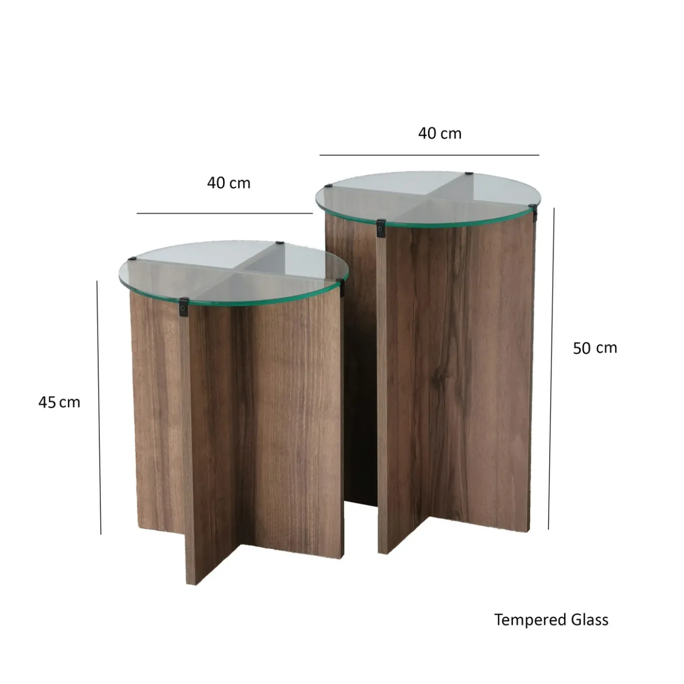Bijzettafel Lily Walnoot Set van 2