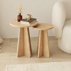 Bijzettafel Mushroom Naturel Set van 2
