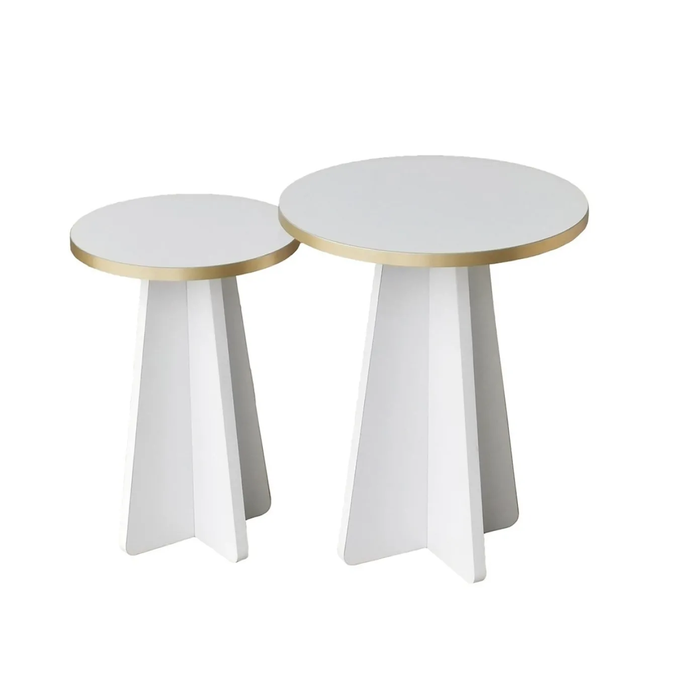 Bijzettafel Mushroom Wit/Goud Set van 2