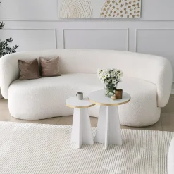 Bijzettafel Mushroom Wit/Goud Set van 2