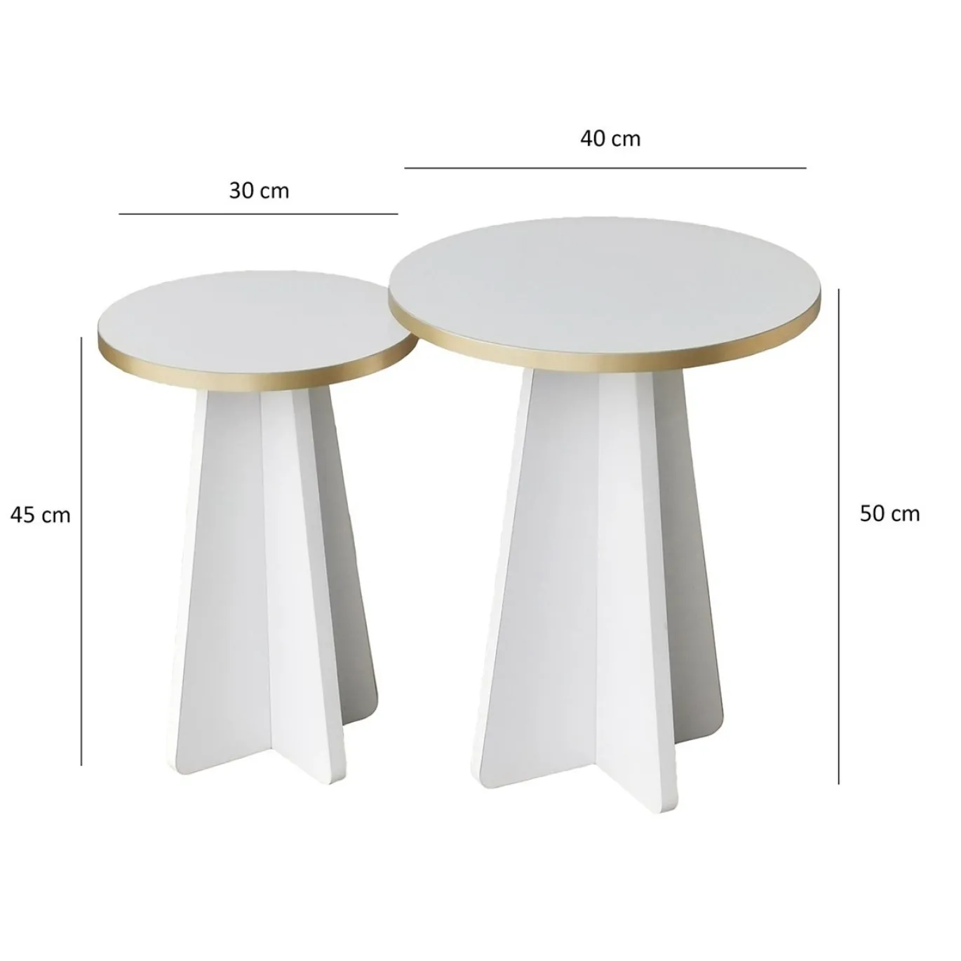 Bijzettafel Mushroom Wit/Goud Set van 2