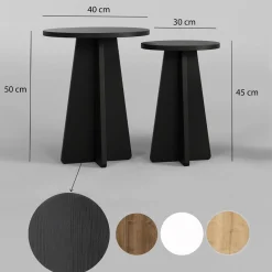 Bijzettafel Mushroom Zwart Set van 2