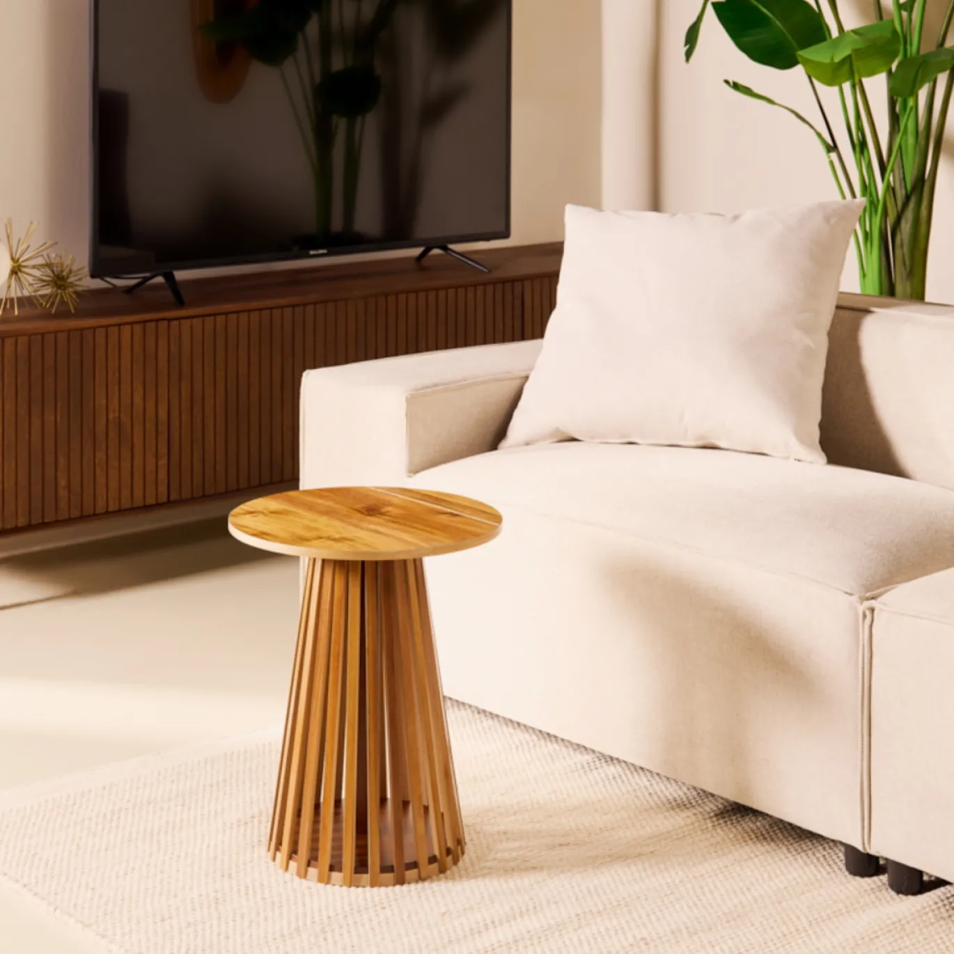 Bijzettafel Phiel Naturel Ø40cm - Giga Meubel