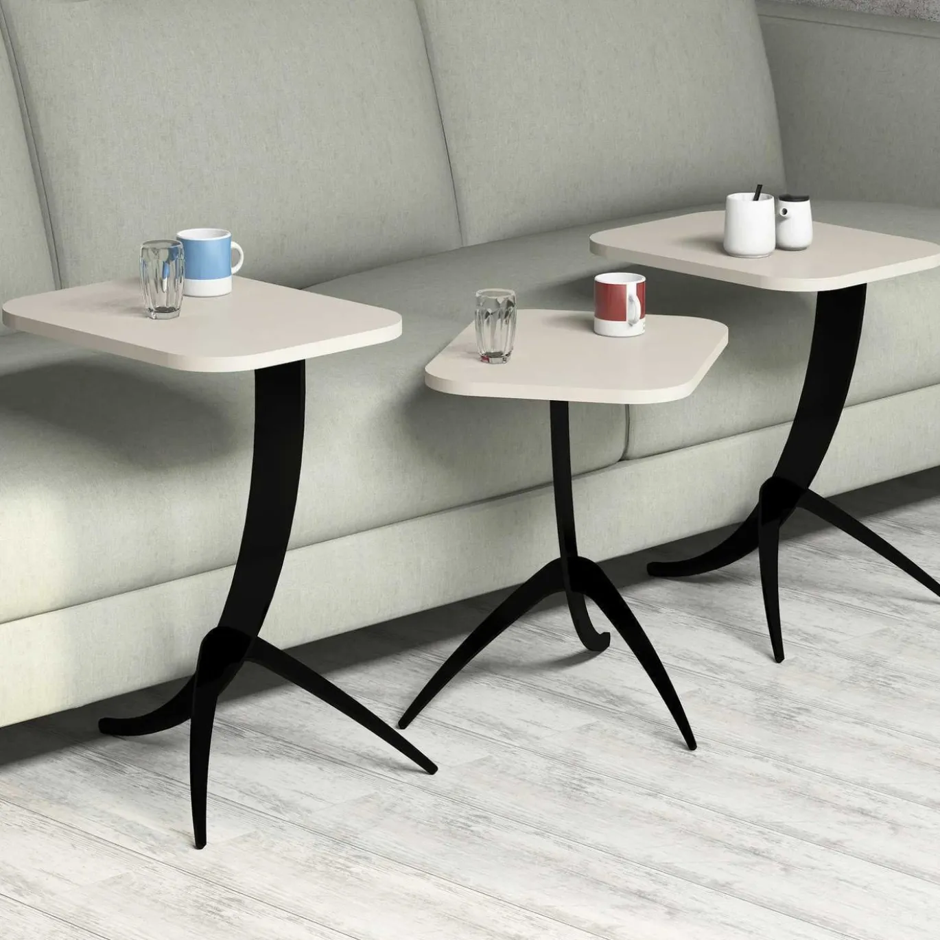 Bijzettafel Pion Crème Set van 3