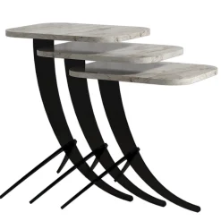Bijzettafel Pion Marmerlook Wit Set van 3