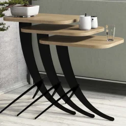 Bijzettafel Pion Set van 3 Melamine Naturel