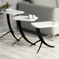 Bijzettafel Pion Wit Set van 3