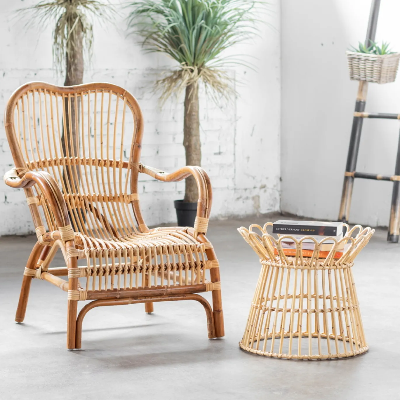 Bijzettafel Rotan Blond