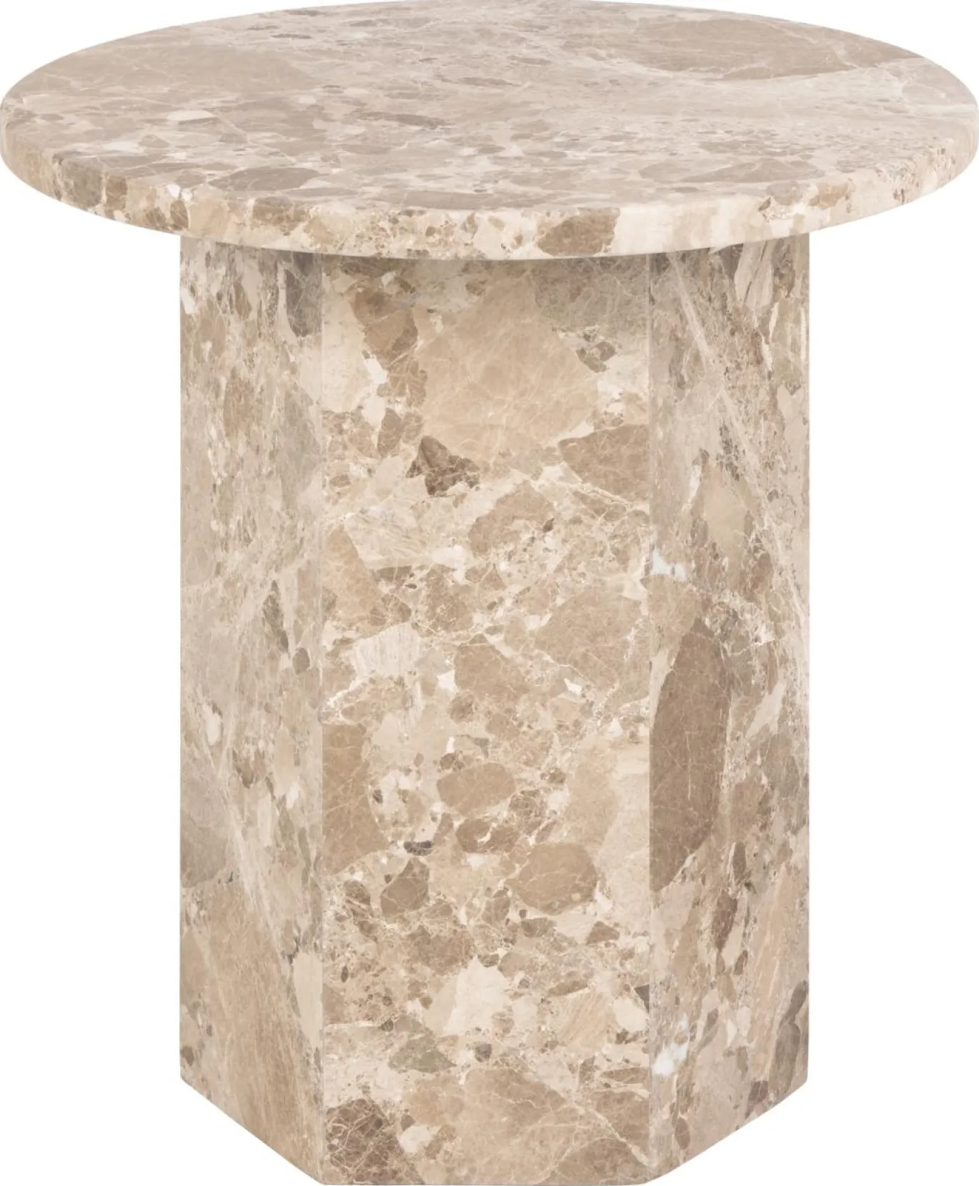 Bijzettafel Rovan Marmer Bruin Latte Ø50x50cm - Giga Living
