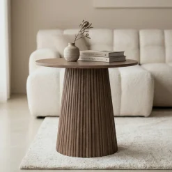 Bijzettafel Salvador Walnoot Rond 50cm - Giga Meubel