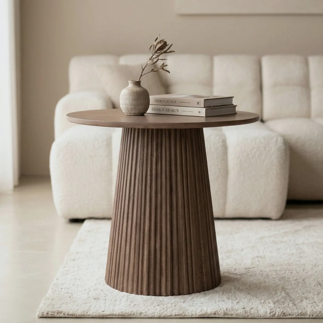 Bijzettafel Salvador Walnoot Rond 50cm - Giga Meubel