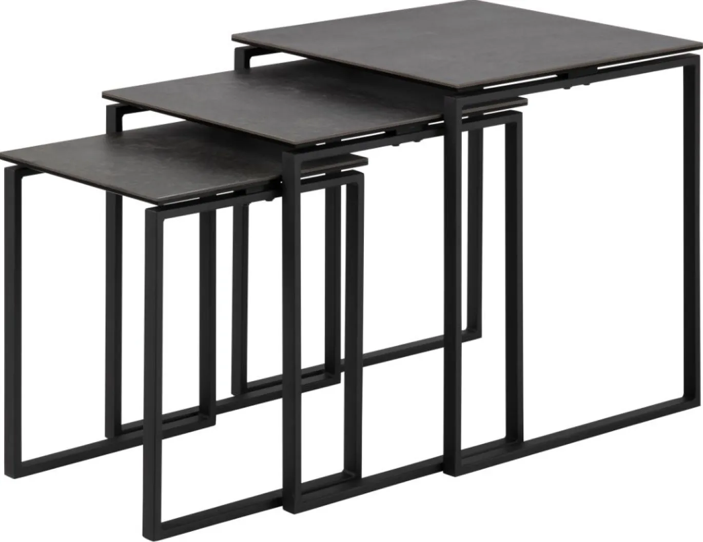 Bijzettafel Set van 3 Glentruan Zwart Keramiek - Giga Living