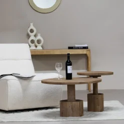 Bijzettafel Stacy Naturel Rond 45cm - Giga Meubel