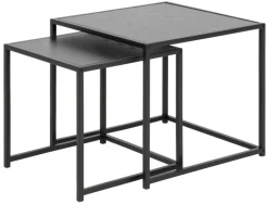 Bijzettafel Vayen Vierkant Zwart Set van 2 50cm - Giga Living