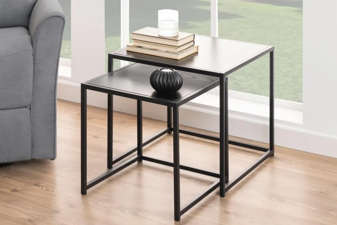 Bijzettafel Vayen Vierkant Zwart Set van 2 50cm - Giga Living