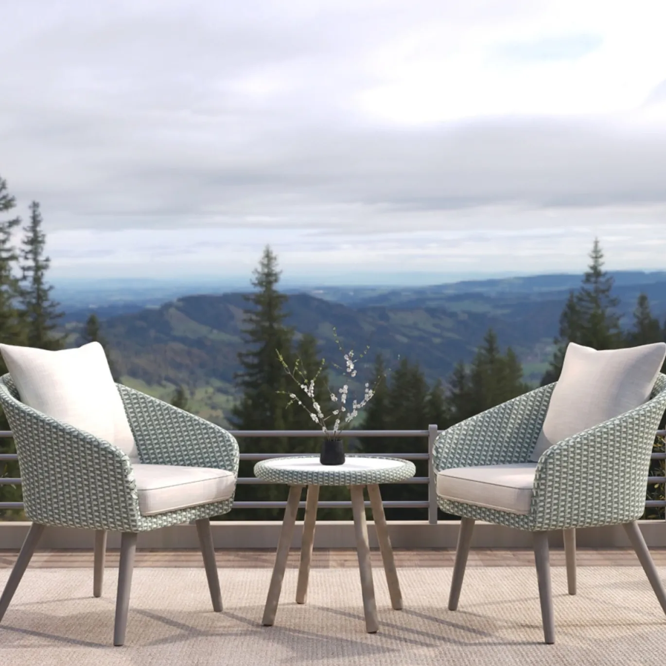 Bistroset Grijs PE Wicker - Giga Living