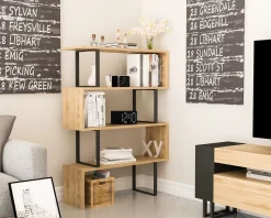 Boekenkast Adriana Melamine Eiken Zwart