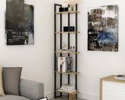 Boekenkast Alice Melamine Eiken Zwart