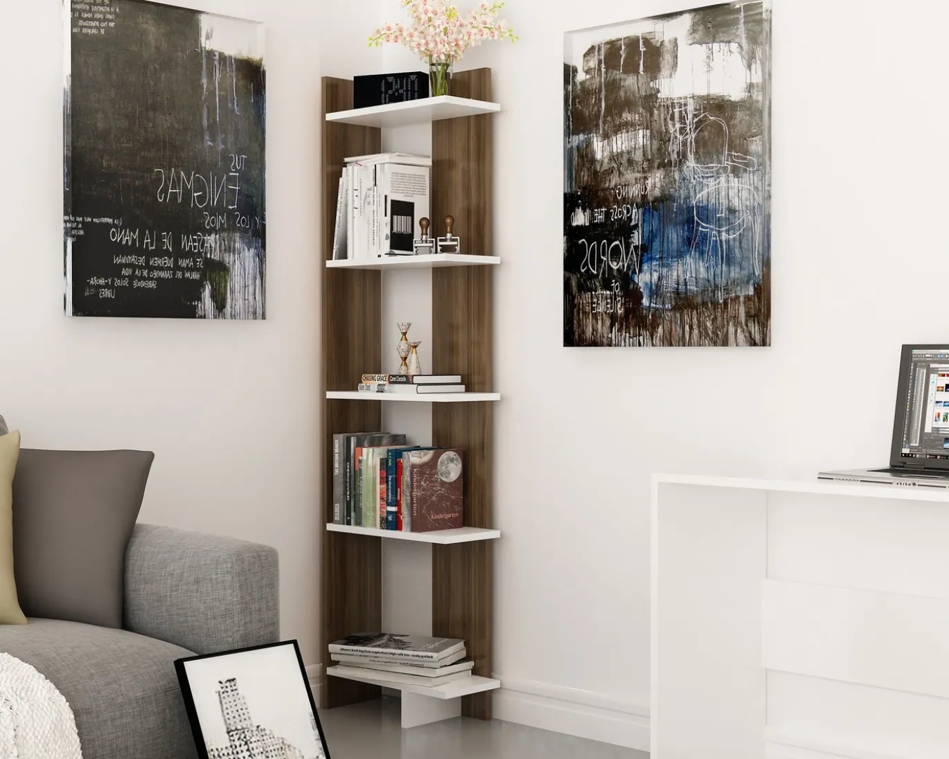 Boekenkast Als Walnoot/Wit