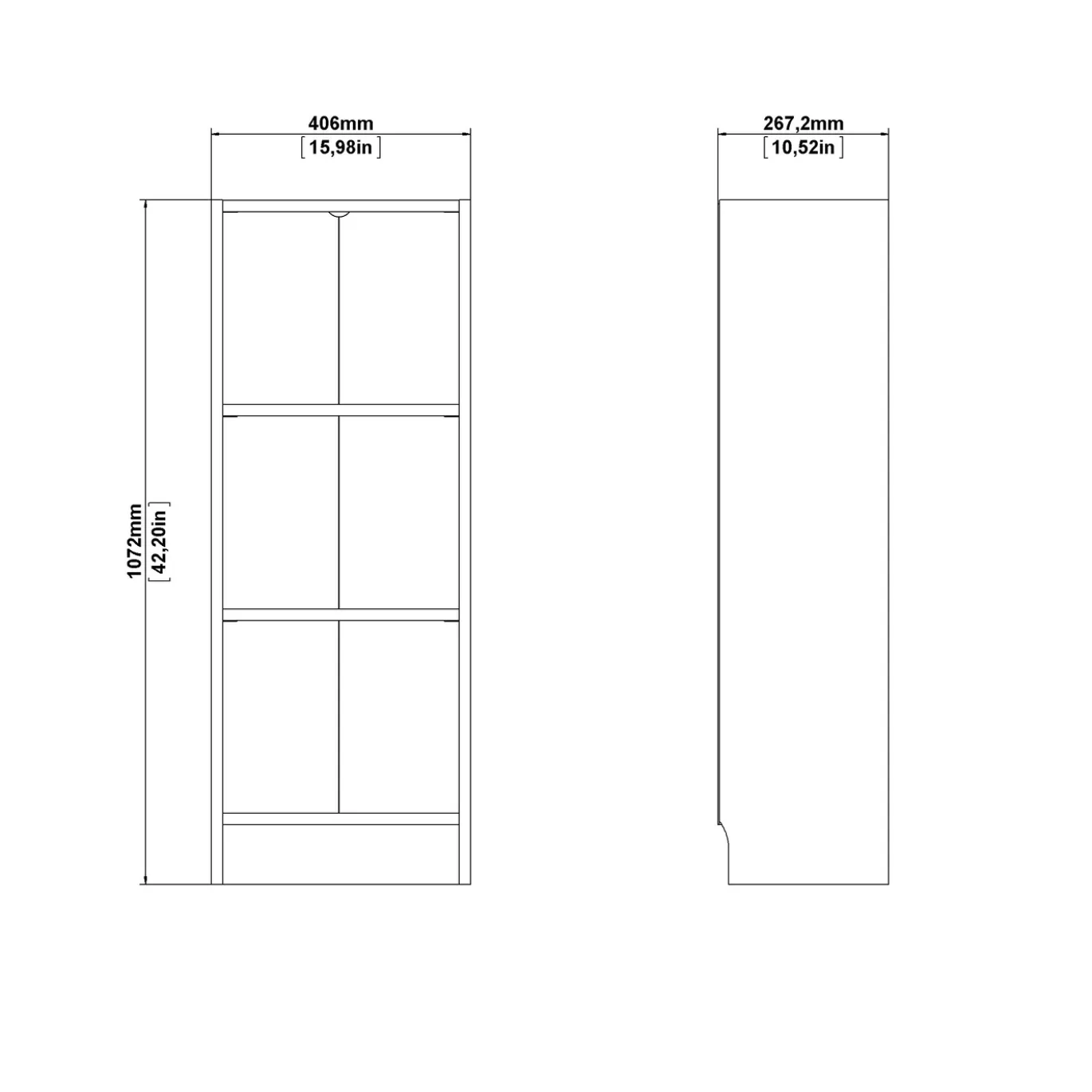 Boekenkast Basic met 2 planken Eikenlook - Giga Living